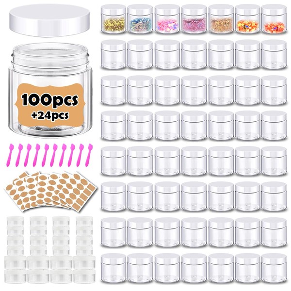 2 oz Plastic Containers with Lids 100pcs Plastic Jars with