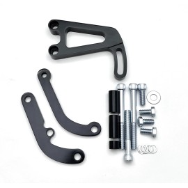 HRC SB Chevy Power Steering Bracket Long Pump 76-86 SBC 327 350 383 400 Aluminum Blk