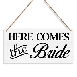 Here Comes The Bride Rustic Wedding Signs Wall Hanging Wedding Decor Wedding Accessories Stuff Wedding Decorations for Reception Engagement Wedding Party Wall Art Decor Wooden Sign Ring Bearer Sign