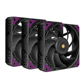 Super Flower, MEGACOOL 120mm Fan, Triple-Pack, 12-Pole Motor Design, PWM, Purple Anti-Vibration Mounting Pads, Computer Case Fan, Remote Control, SF-PF121-BK_3P, 30mm Depth