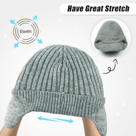 BAVST Hat for Men Knitted Beanie Women Winter Hats Men’s Stretchy Caps Outdoor Beanies Fleece Lined Ear Warmer (Light Grey)