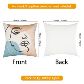 Merrycolor Set of 4 Velvet Cushion Covers, Abstract Cushion Covers, Purple Cushion Cover, Velvet Cushion Cover, Sofa Cushion Cover for Sofa, Bedroom, 45 x 45 cm, Light Blue