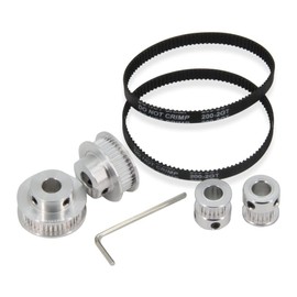 Zeberoxyz Set of 2 GT2 Synchronous Wheel, 20 & 40 Teeth, 8 mm Bore, Aluminium Timing Belt Pulley with 2 Pieces Length 200 mm Width 6 mm Belt (20-40T-8B-6)