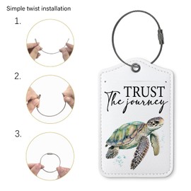 ZFQ Sea Turtle Luggage Tags for Suitcases,Beach Bag Tags Travel Suitcase Tags,2 Pack Luggage Tags,Traveling Accessories,Sea Turtle Label with Steel Loop Baggage Tag,Trust The Journey