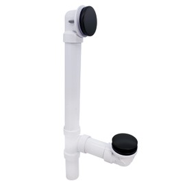 Westbrass 493244H-62 12" & 4" Bath Waste & Overflow Assembly with Tip-Toe Drain Plug and Illusionary Faceplate-SCH. 40 PVC Pipe, 1-Pack, Matte Black