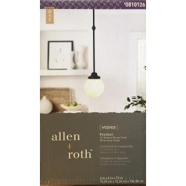 Allen + Roth Oil-Rubbed Bronze/White Glass Globe Pendant WEBNER allen+roth #0810126