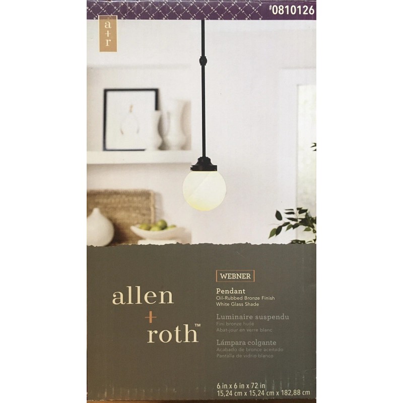 Allen + Roth Oil-Rubbed Bronze/White Glass Globe Pendant WEBNER allen+roth
