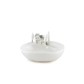 East of India Little Houses on the Bowl Decorative Small Home Storage Dish - Hillside