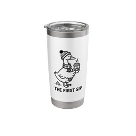 Silly Goose Drinking Pumpkin Spice Latte, The First Sip Stainless Steel Insulated Tumbler