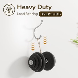 Silver Coat Hooks for Wall Hanging - Coat Hooks Wall Mount, Wall Hooks for Hanging Heavy Duty, Metal Rustic Hooks, Chrome Hooks for Clothes, Backpack, Towel, Hat, Keys, Decorative Coat Hooks Wall