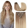COOKAYU Clip in Hair Extensions Real Human Hair, 10/16/16 Gold