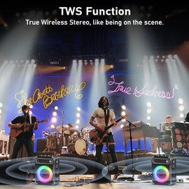 Karaoke Machine with 2 Wireless Microphones, Portable Bluetooth Karaoke Speaker with Bass/Treble Adjustment, PA System with Remote Control, LED Lights, Supports USB, AUX, TF, FM, REC,TWS for Party