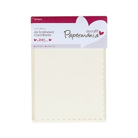 Papermania A6 300 gsm Scalloped Card Blanks and Envelopes, Pack of 12, Cream