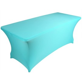 BanquetBaySpandex Tablecloths for 6 ft Home Rectangular Table Fitted Stretch Table Cover Polyester Tablecover Lash Bed Cover Table Toppers Massage Table Cover (Lake Blue)