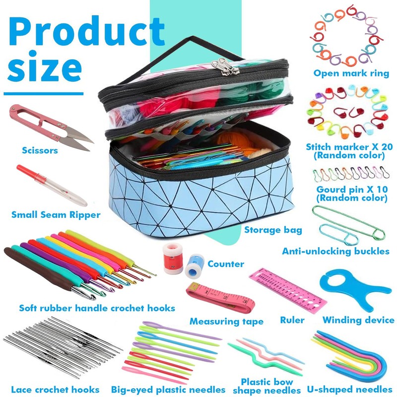 Relland Crochet Hook Set, 105 Pieces, Crochet Set for Beginners,