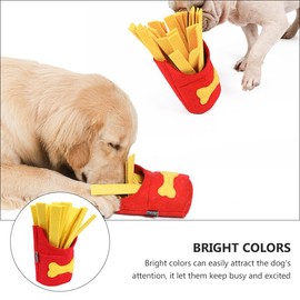 TEHAUX French Fries Dog Toy Slow Feeder Interactive Snuffle Toy for Mental Stimulation Stress Relief and Training 8.5 Inch Felt Squeaky Pet Puzzle