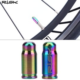 V geby Bicycle Valve Cap Motorcycle TC4 Titanium Alloy Set of 2 Tire Nozzle Valve Caps Mountain Road Bike (Colorful)
