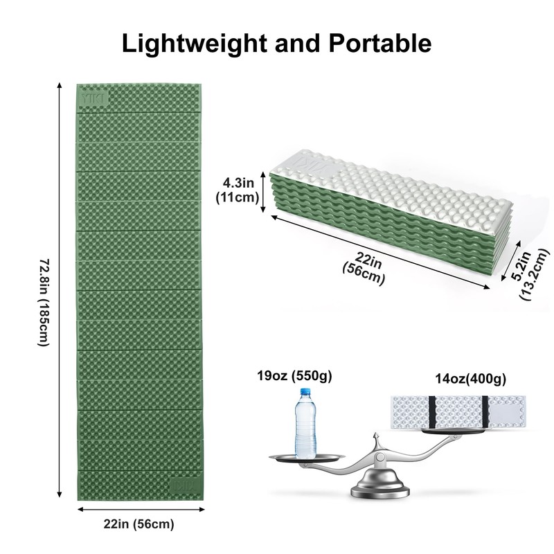 YIKI Closed Cell Foam Sleeping Pad for Camping, 72.8x22 inch,