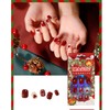 Bufenia 24 Pieces Christmas Nails Short Square Red False Nails