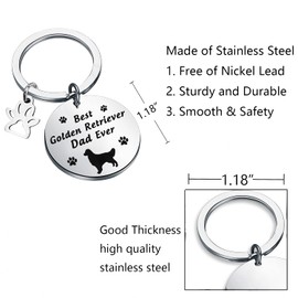 BNQL Golden Retriever Dad Gifts: Best Golden Retriever Dad Ever Keychain - Silver