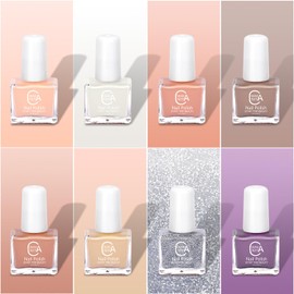 wakaniya Nail Polish Set 8 Colors Nude Pink White Purple Mini Regular Nail Polish Set Quick Dry Fingernail Toenail Polish for Beginner Nail Polish Kit Gift for Women