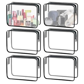 Yokibegsue 요키벡수 6피스 승인 가방 여행용 클리어 PVC 달린 TSA 벌크 지퍼가 가방 파우치 [Blue Large] Yokibex 6-Piece Approved Bag Travel Clear PVC with TSA Bulk Zipper Bag Pouch [Blue Large]