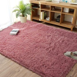 Merelax Modern Soft Fluffy Large Shaggy Rug for Bedroom Livingroom Dorm Kids Room Indoor Home Decorative, Non-Slip Plush Furry Fur Area Rugs Comfy Nursery Accent Floor Carpet 4'x6' Blush