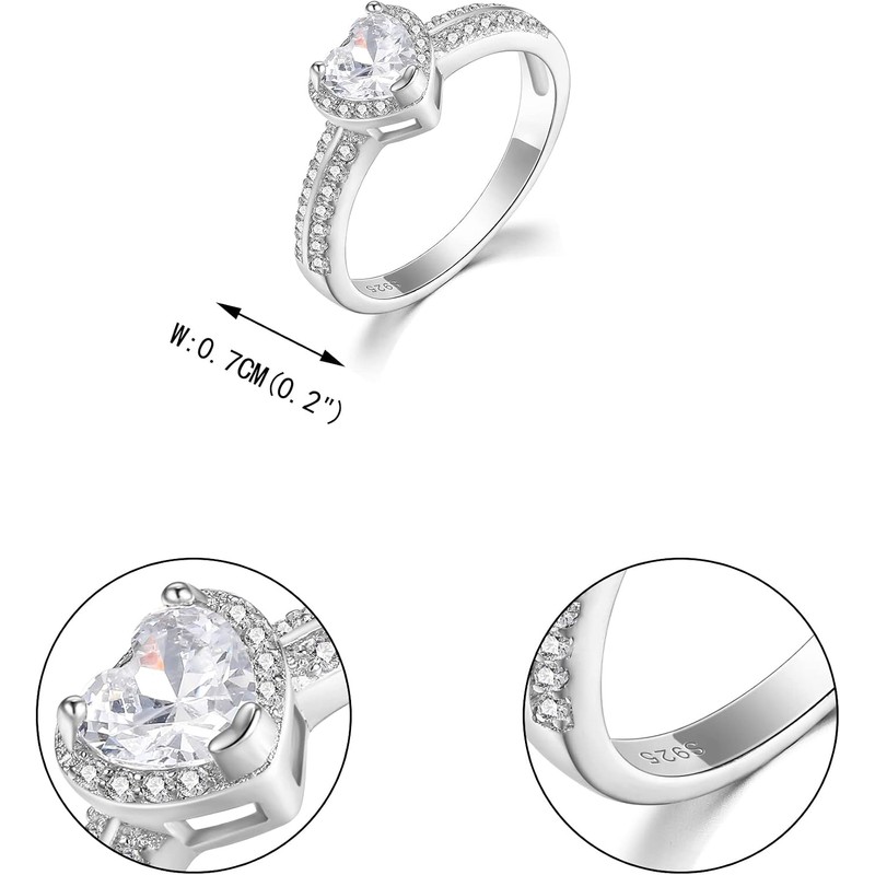 Anillo de Compromiso de Circonita Cúbica con Corte de Corazón