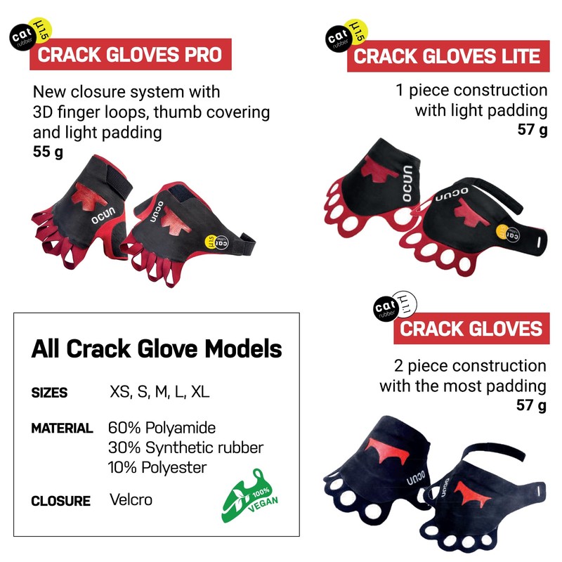 Ocun Crack Gloves Pro for Advanced Rock & Crack Climbing,