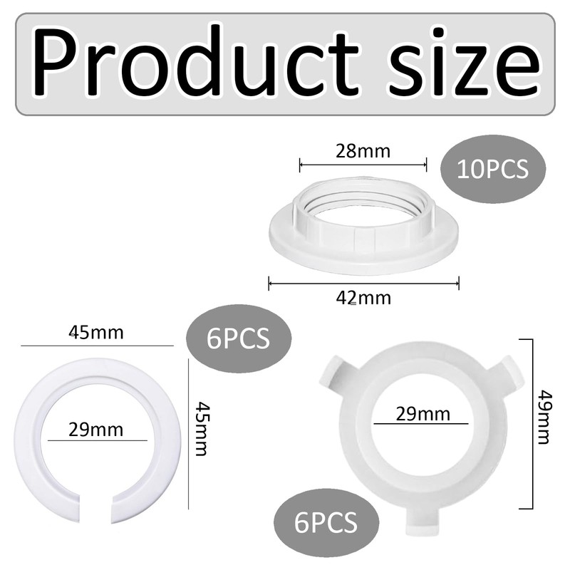 22Pcs Set Lampshade Reducer Ring,Lamp Shade Reducer Ring Lamp Shade