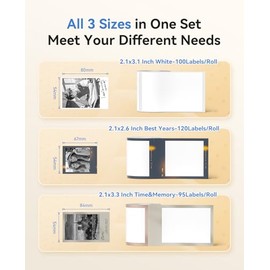 NIIMBOT Juego de 3 rollos de etiquetas fotográficas compatibles con B1 Pro/B2 Pro/B21 Pro, 2.1 x 3.1 pulgadas, blanco, tiempo y memoria de 2.1 x 3.3 p
