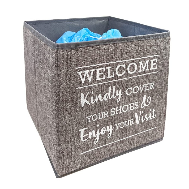 Premium Granite Linen Look Foldable Shoe Cover Bin, Indoor Real