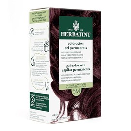 HERBATINT, Coloración Permanente para Cabello en Gel - color CASTAÑO CLARO CAOBA 5M - 170 ml - Sin Amoníaco - 100% Cobertura de Canas - para Pieles Se