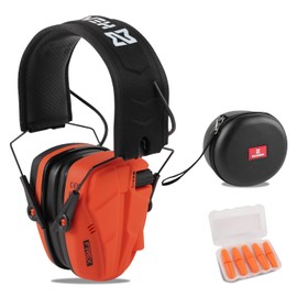 HEARMOR Electronic Shooting Hearing Protection with Practical Storage Case, Sound Amplification Noise Reduction Ear Protection Ear Muffs for Gun Range Hunting, orange