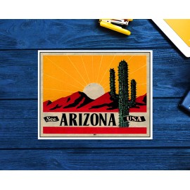 Arizona Vintage Travel Sticker Decal 3.8" Cactus Laptop Bumper Sedona Tucson