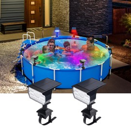 Solar Pool Lights Outdoor with 6 Lighting Color Modes,Upgraded 1500MAH Battery Waterproof Solar Powered Pool Lights Decorative for Landscape, Garden, Party, Pathway, 2Pack