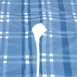 EVERYDAY LUXURIES Waterproof Round Fitted Tablecloth with Umbrella Hole 70 Inch Stain and Wrinkle Resistant| Decorative 3.6 Gauge Blue Atlantic Plaid Vinyl Table Cover for Indoor Outdoor SeatingS.