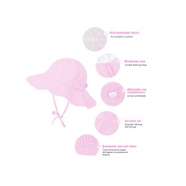 Century Star Baby Girl Sun Hat with Sunglasses Toddler Boy Beach Hats UPF 50+ Baby Bucket Hat Wide Brim Infant Sun Hat Pink 2-4T