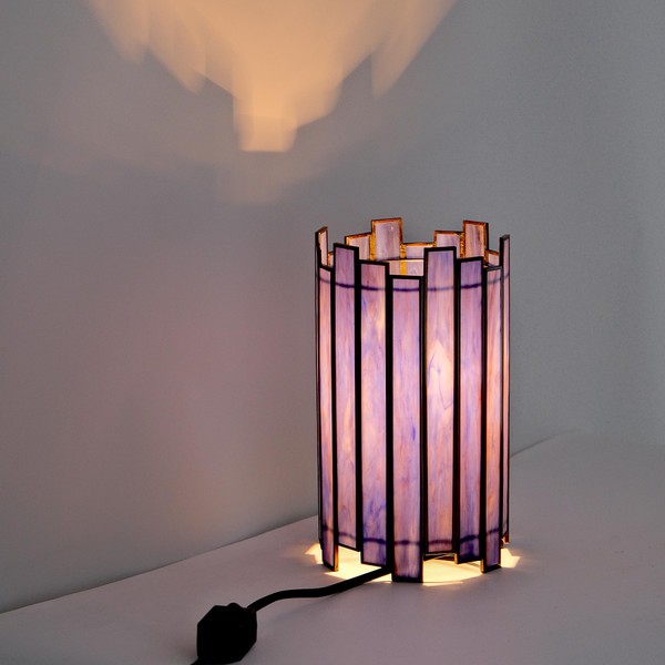 Wrlmfy Stained Glass Table Lamp Portable Tiffany Style Small Cylindrical