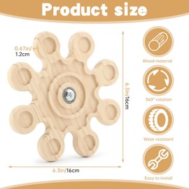 Trasylph Rotating Natural Wood Chinchilla Chew Toys for Teeth, Interactive Enrichment Toys Hanging Chinchilla Wheel Toy Cage Accessory for Hamsters Gerbil Rabbit Squirrels Guinea Pigs