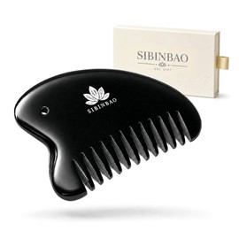 SIBINBAO Multifunctional Kassa Comb Shape Cutting Plate, Natural Stone, For Scalp Massaging, Tightness, Pores, Beautiful Face, Scalp, Neck, Shoulder, Back, Body Care, Drop Prevention Strap Included