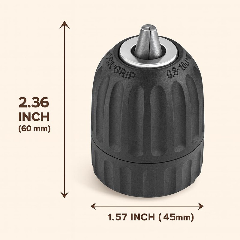 3/8" Keyless Drill Chuck Adapter 0.8-10mm, 1/4-Inch Hex Shank, Capacity
