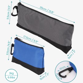 BELLE VOUS Pack of 2 Small Tool Bags - With Carabiner Hook - Heavy Duty Multi-Purpose Bags for Tools - Nail Bag with Sturdy Base - Small Tool Bag - 2 Sizes, blue, grey, Compact