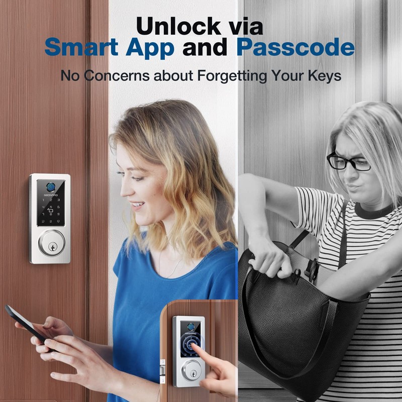 Fingerprint Keyless Entry Door Lock 6-in-1, Electronic Deadbolt with Auto-Lock,