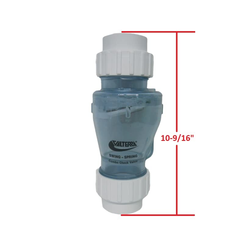 Valterra 200-CU20 PVC Swing/Spring Combination Check Valve, Clear, 2" Union