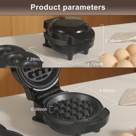 UVFAST UVFAST Mini Waffles Maker with 6 Removable Plates, 3 in 1 Small Waffle Maker Mini- Waffle, Heart Waffle, Donut, 4.5" Non Stick Waffle Iron for Kids and Families, Black