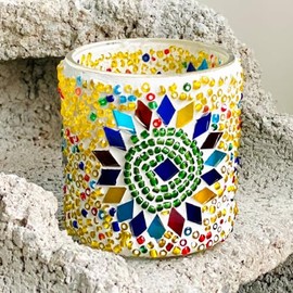 Handmade Scented Candle with Moroccan Glass Candle Bowl, Bergamot and Lavender Fragrance, Single-Wick Soy Wax Aromatherapy Candle for Home and Seasonal Decorations