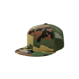 DECKY Youth 6 Panel High Profile Structured Cotton Trucker, Woodland