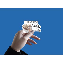3PCs I Like My Books Spicy and My Coffee ICY Gifts Reading Funny Decals Waterproof Vinyl Iced Coffee and Spicy Books Stickers for Adults Reading Books Kindle Stickers