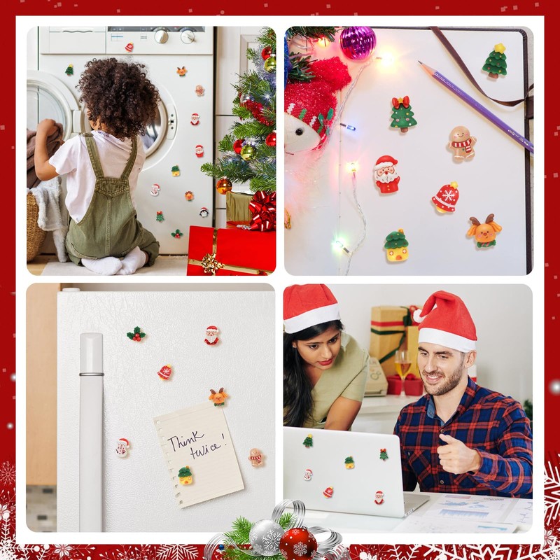20 Pcs Mini Christmas Fridge Magnets, 1 Inch 3D Christmas